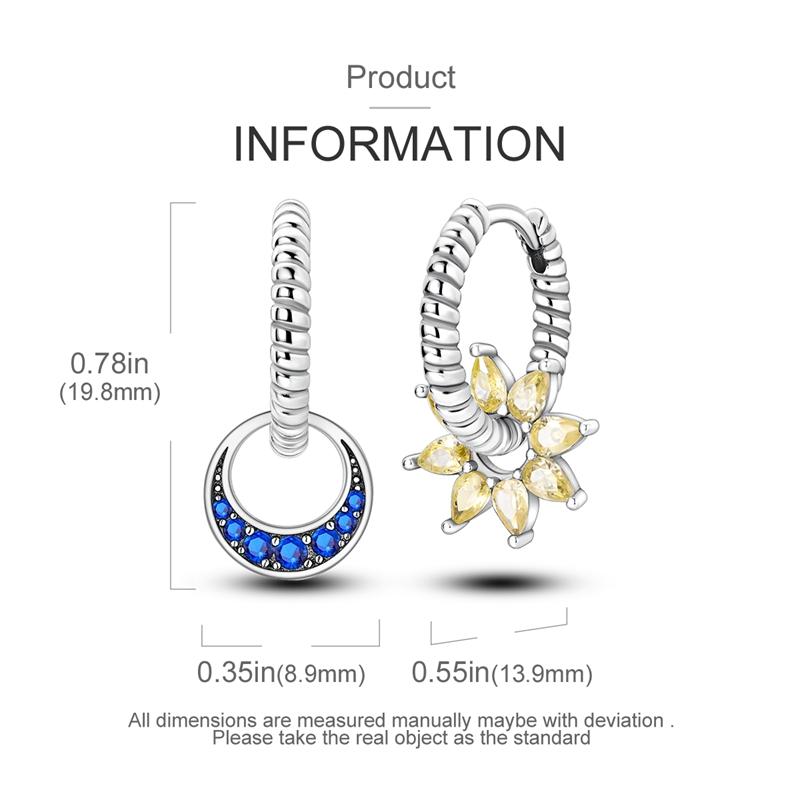 New 925 Sterling Silver Star Moon Earrings for Women Sparkling Zircon Ear Studs Luxury Romantic Fine Jewelry Gift for Girl