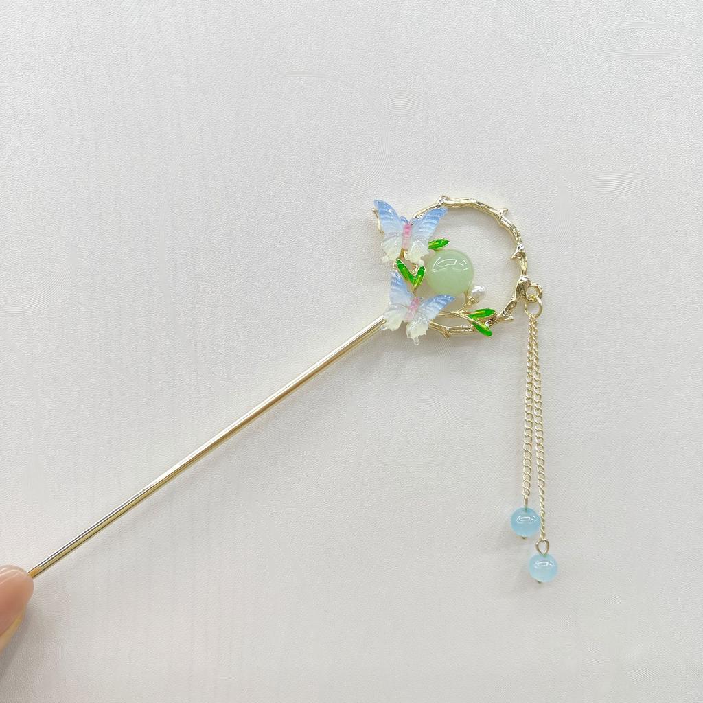 Fairy Flower Tassel Hairpin For Women Handmade Oil Dripping Floral Hair Stick Jewelry Metal Hair Accessories Girls Hair Pin 1pc