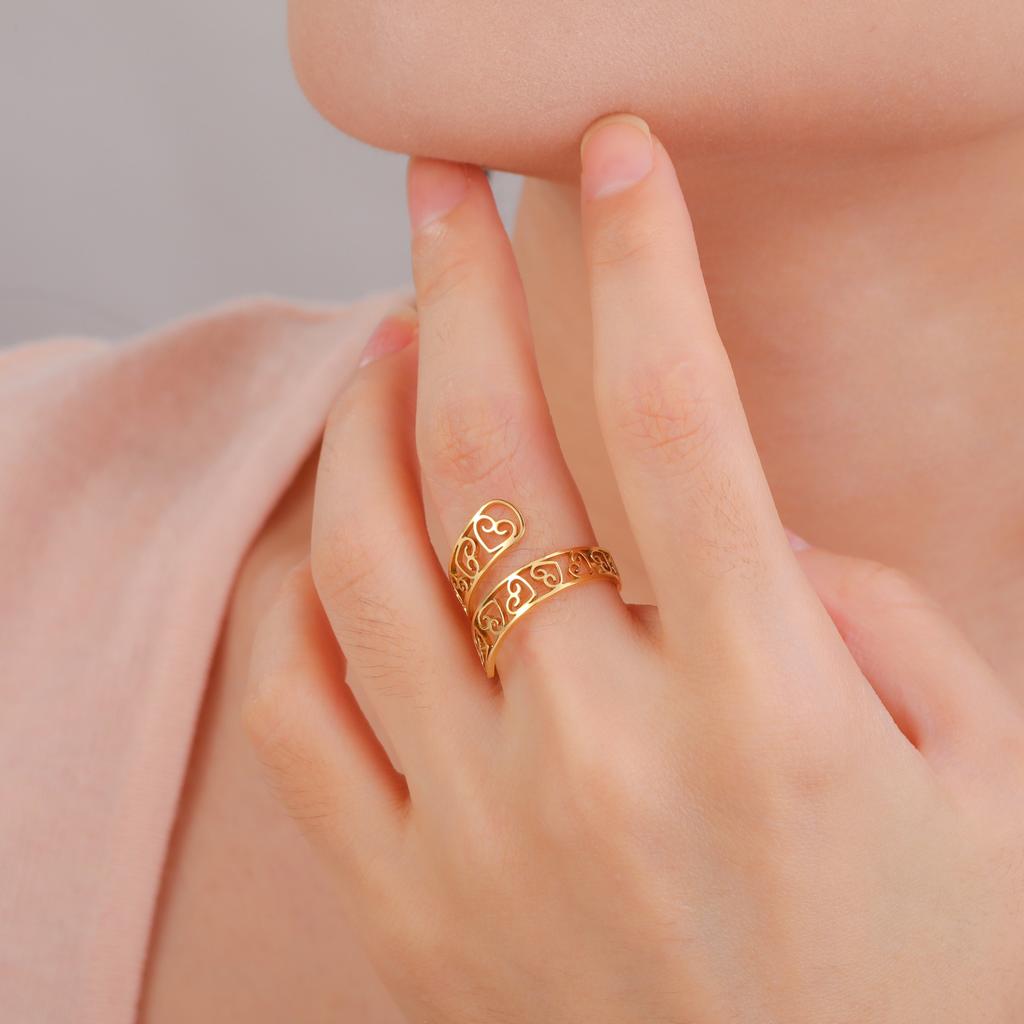 Cazador Stainless Steel Adjustable Heart Rings for Women Finger Rings Cute Jewelry Party Wedding Gift Wholesale 2026 New