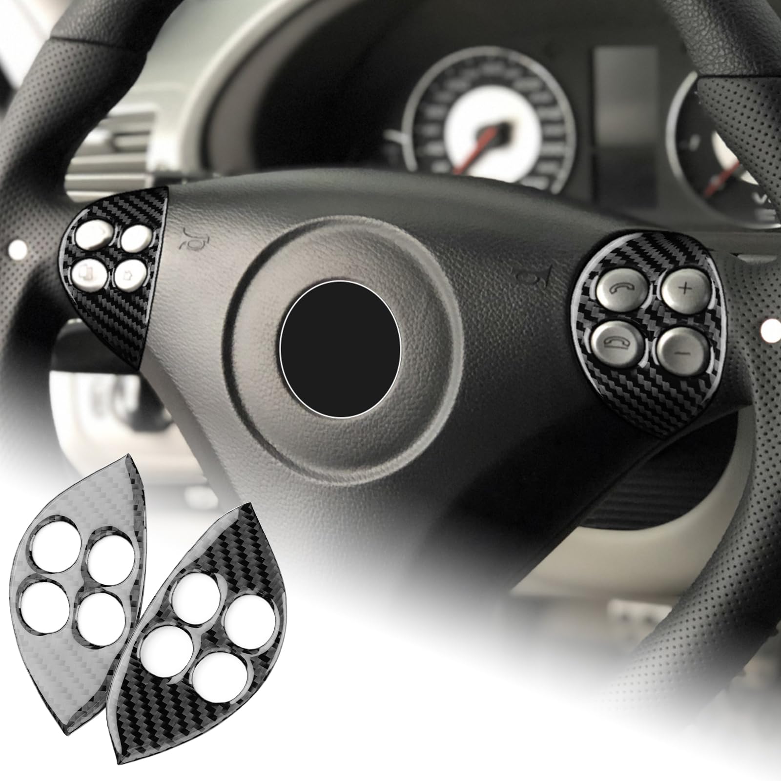 

AIRSPEED Carbon Fiber Steering Wheel Button Decorative Frame for SLK R171 Stylish Interior Garnish for Interior with Tape Mercedes-Benz (2nd чёрный