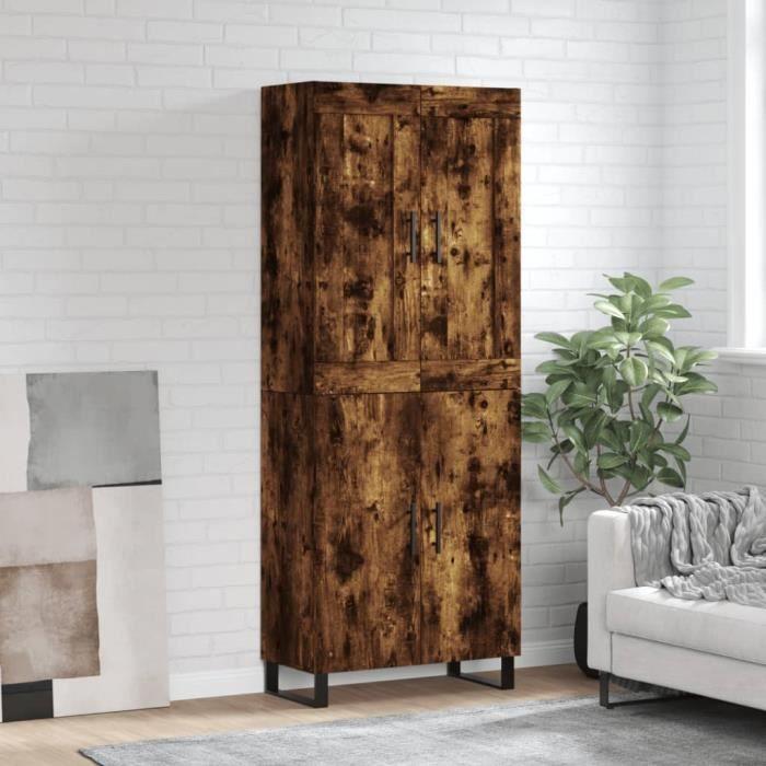VidaXL Buffet haut Chêne fumé 69,5x34x180 cm Bois d'ingénierie 3199582