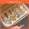 Minimalist Gold Silver Finish Zircon Geometric Ring For Fashion And Office