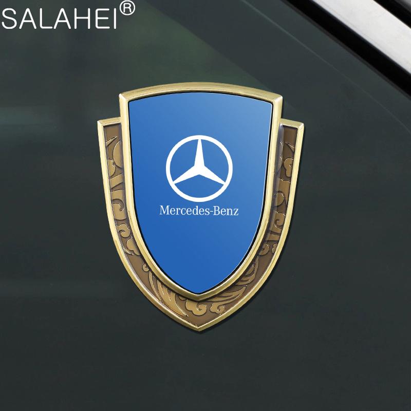 FCM5   3D Metal Shield Car Badge Sticker Body Side Decorative Modified Decal Luxury For Mercedes Benz C E S Class GLA GLC GLB GLE GLS