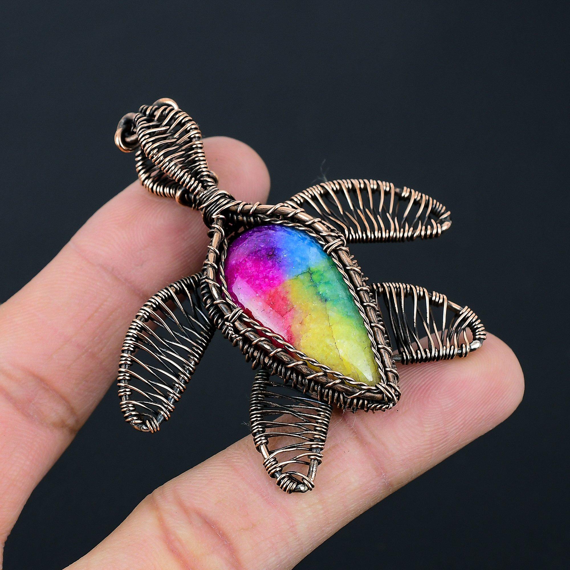 

Радужный солнечный кварцевый драгоценный камень ручной работы из стерлингового серебра 925 пробы ювелирный кулон для женщин 2.44 Inches разноцветный