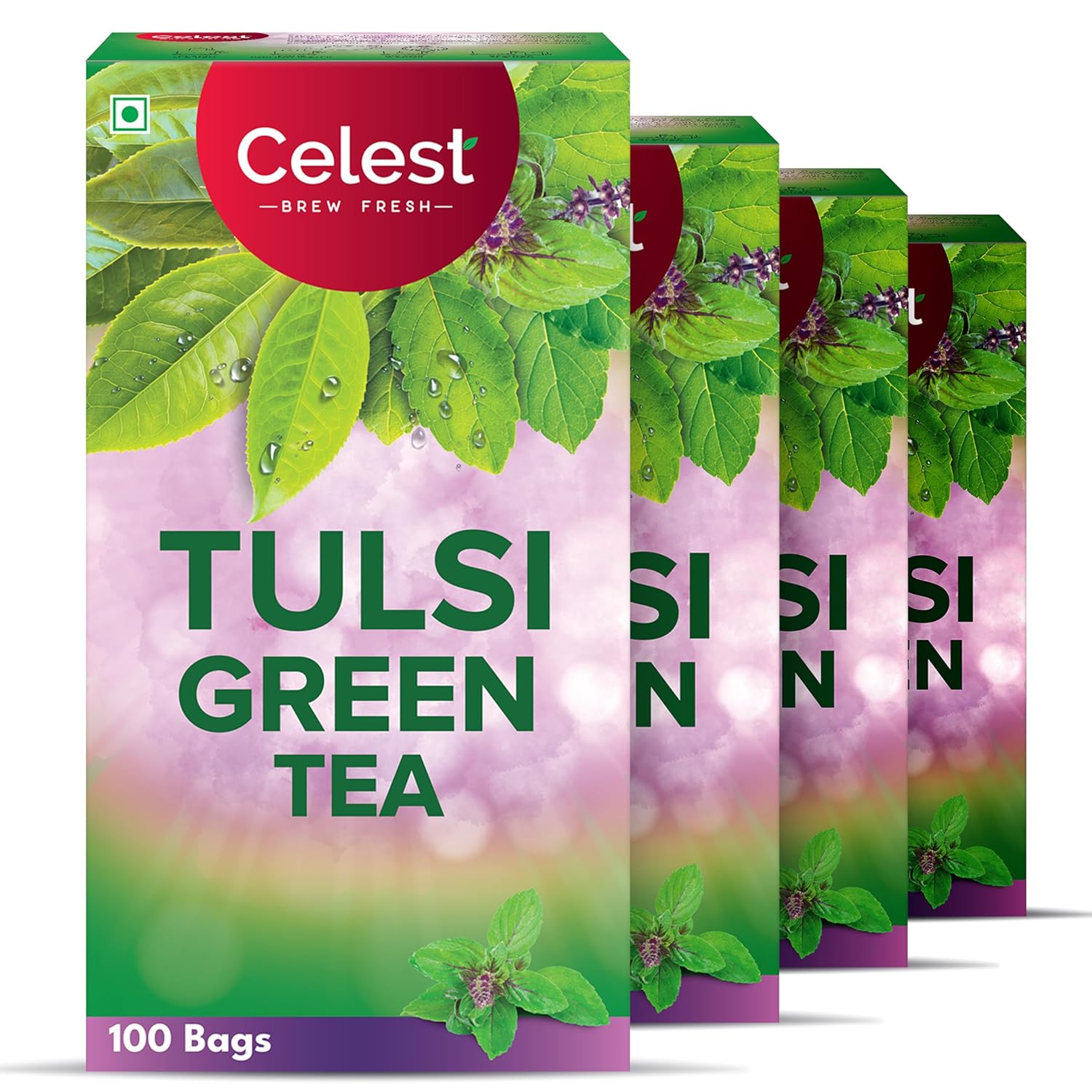 

Celest Tulsi Green Tea 100 Bags X Pack of 4 | Refreshing Green Tea for Wellness & Detox | 400 Tea Bags