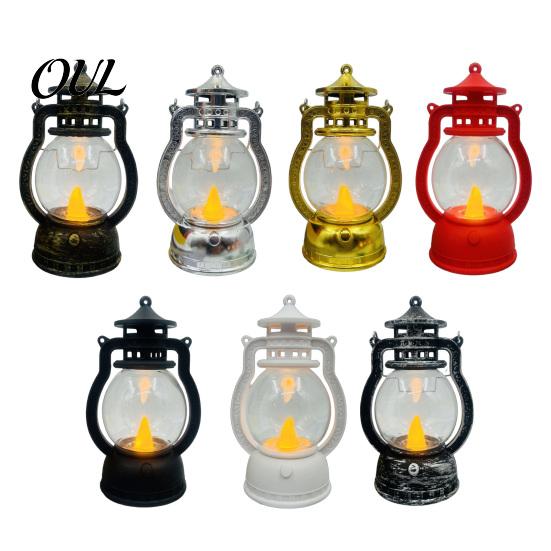 Portable Lantern for Home Decor Vintage Night Light, Flickering LED Candle Lamp Christmas Decorative Plastic Halloween, Flameless Bedside Lamp,
