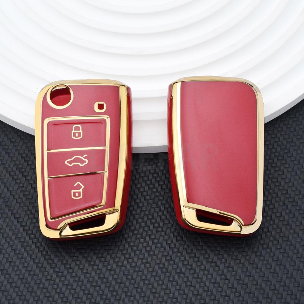 Key Case Cover for VW Golf 7 GTI POLO Touran Tiguan Skoda Octavia Rapid Kodiaq Fabia Seat Ibiza Leon Ateca Arona T-Cross T-Roc