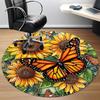 1PC Butterfly Sunflower Office Round Area Rug, Indoor Mat Suitable For Office, Under Office Chairs Bedroom Living Room Home Decor, Room DecoT1223060