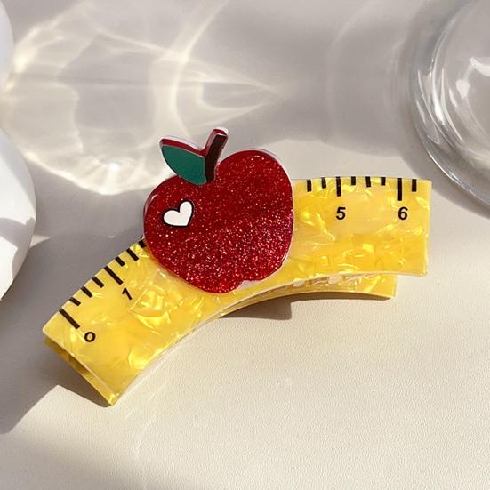 Women Hair Clip School Bus Ruler Shape Acrylic Hair Pin Bach Head Hair Claw Secure Hair Styling Tool