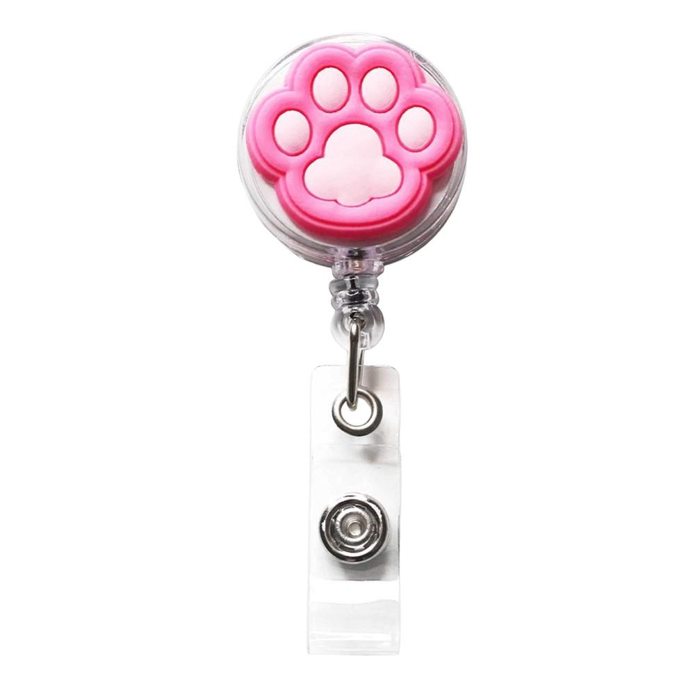 

Silicone Plastic Badge Clip Cute Paw Badge Reel Crocodile Clip Badge Reel Telescopic Swivel Alligator Clip For Lanyards Id
