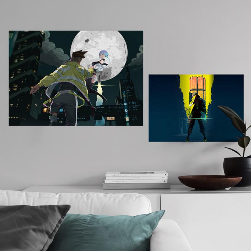 Cyberpunk Edgerunners Anime Tapestry Polyester Wall Hanging Cyberpunk Aesthetic Decor for Bedroom Gaming Room Dorm