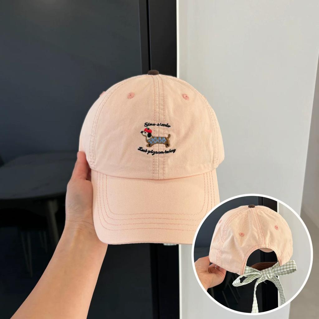Sunshade Plaid Straps Versatile Cute Peaked Caps Fashion Casual New Women Cartoon Embroidered Letters Sausage Dog Baseball Hats