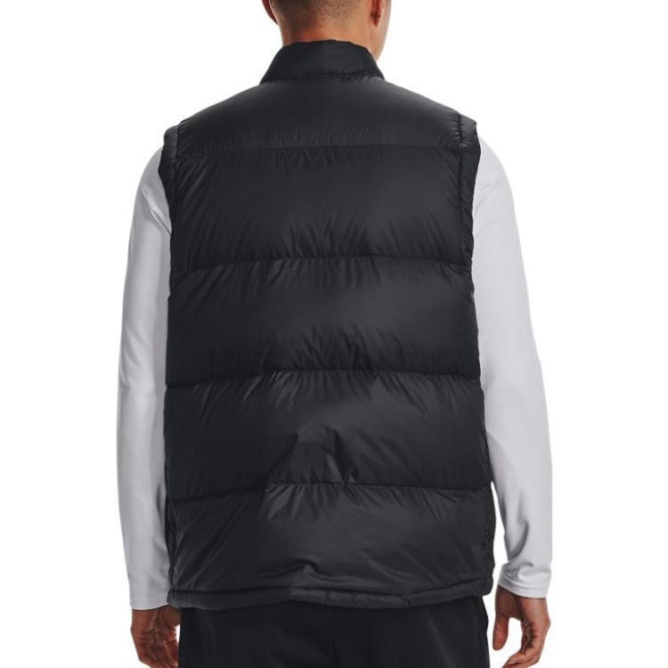Under Armour Solid Color Baseball Collar Training Sleeveless Vest Men Vests Black 1375592-001