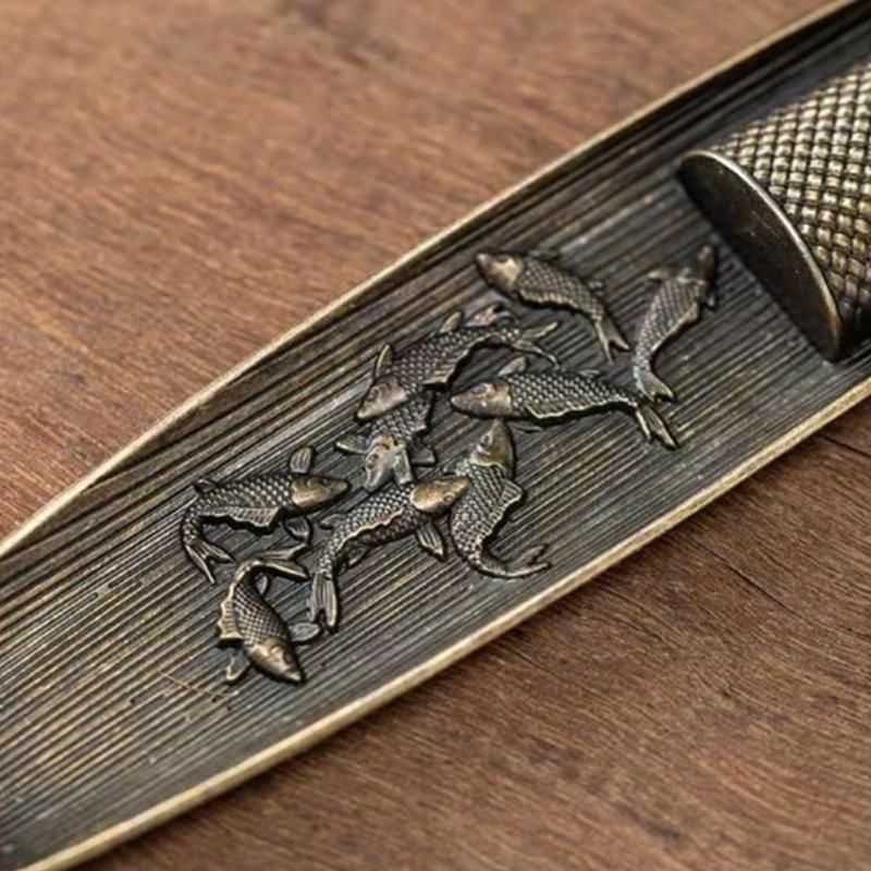 Incenses Stick Holder with Fishing Design Antique Alloy Incenses Burners Censers For Meditations And Home Decorative Use