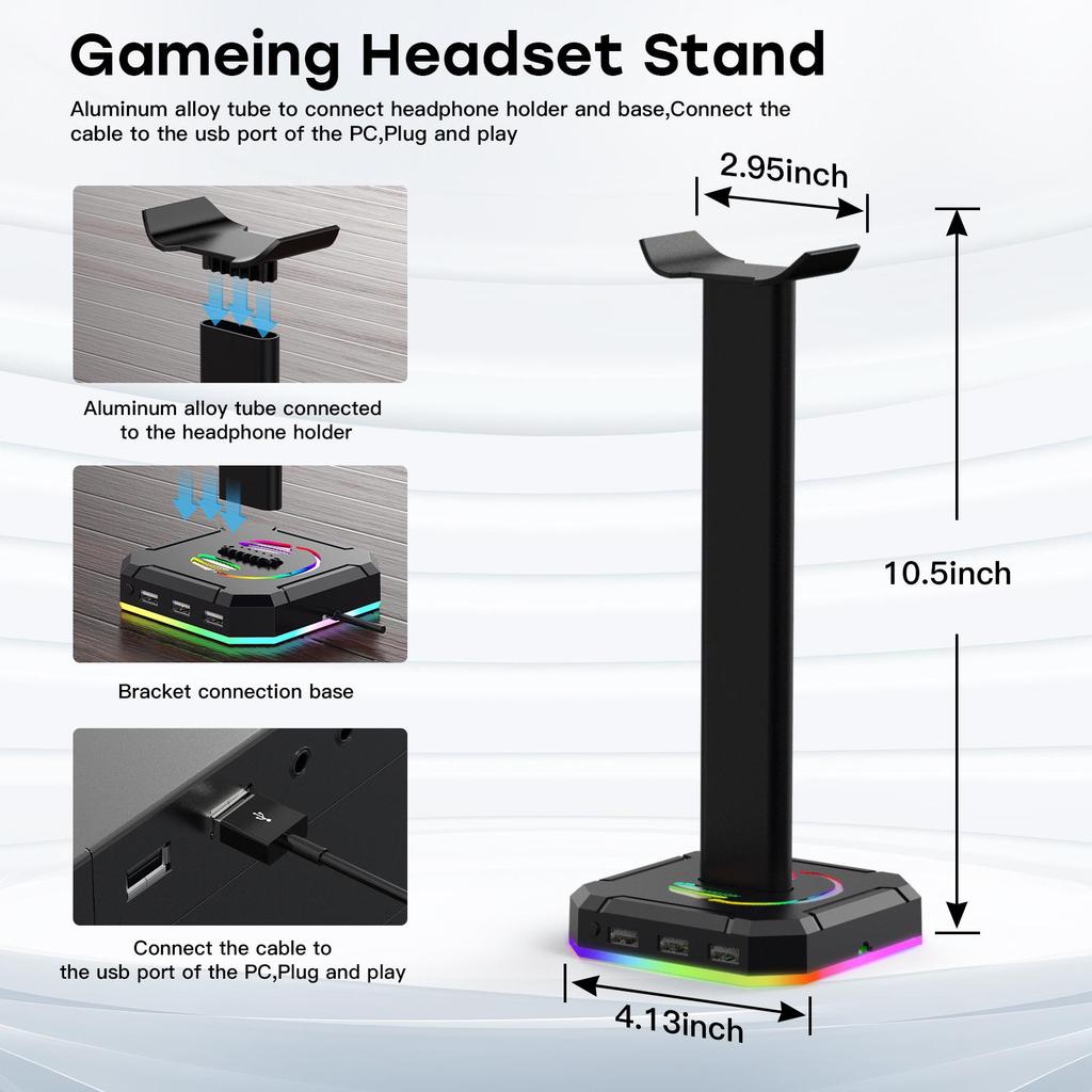 ZUOYA RGB Gaming Headset Stand with USB for Over-Ear Headphones