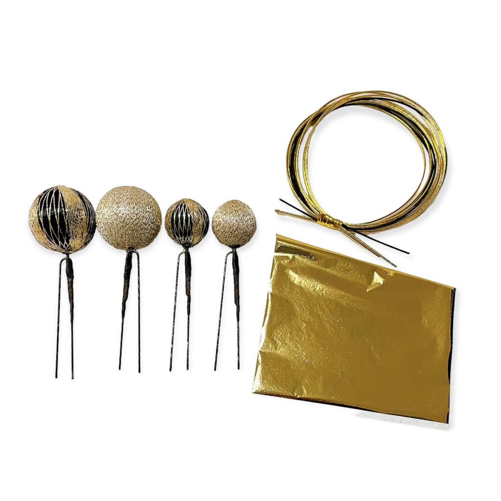 Black and Gold Tamakanzashi Hairpin with Gold Leaf and Mizuhiki Perfect for and Other Japanese Hair Head and Furisode and Hakama String, Coming-of-Age