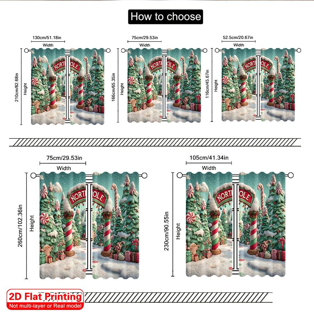 2pcs 2D flat printing Merry Christmas Popular Window Curtains Christmas party Versatile Fabric Without Electricity Family Party