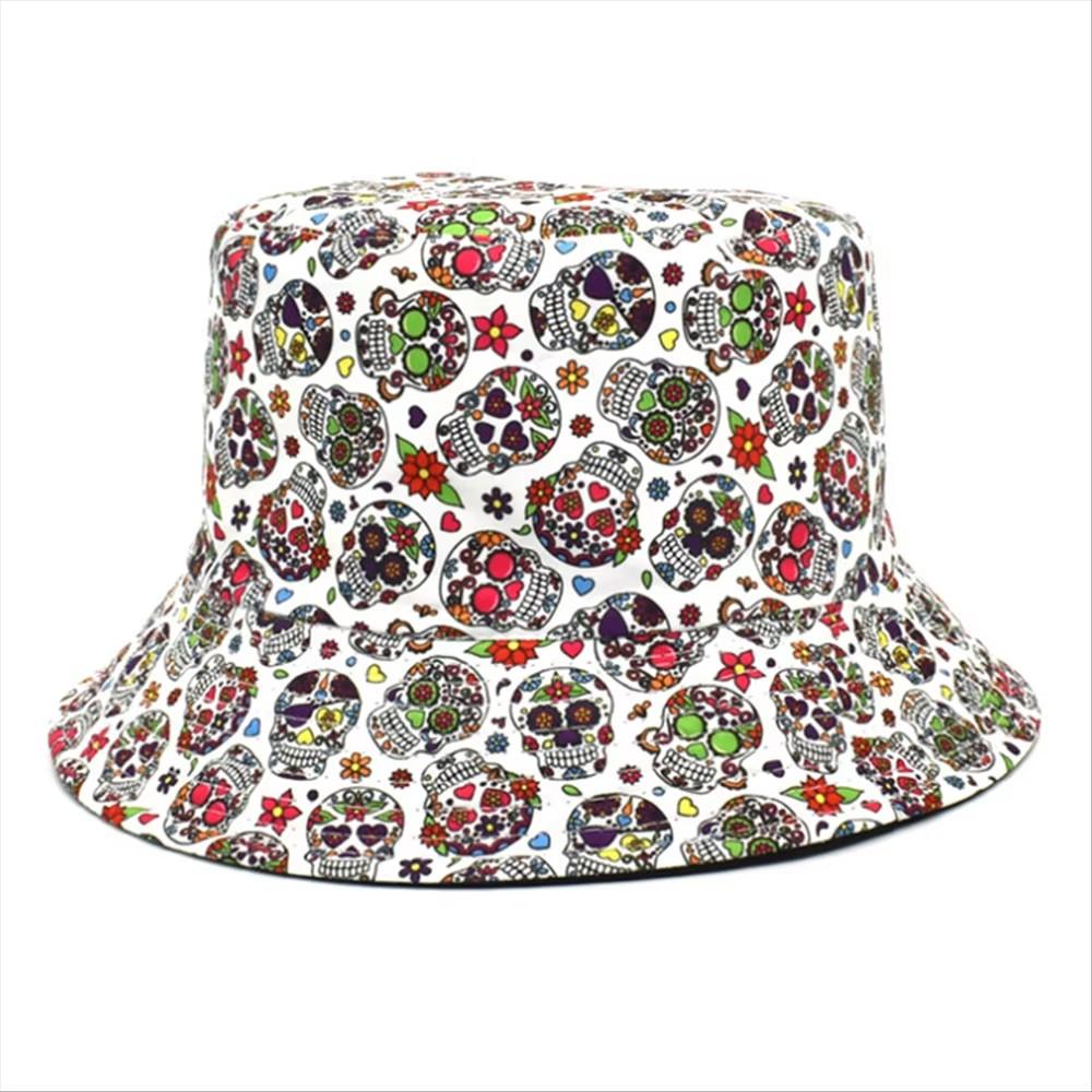 Skull Graffiti Unisex Bucket Hat Uv Protection Foldable Outdoor Sun Fisherman Cap For Men And Women