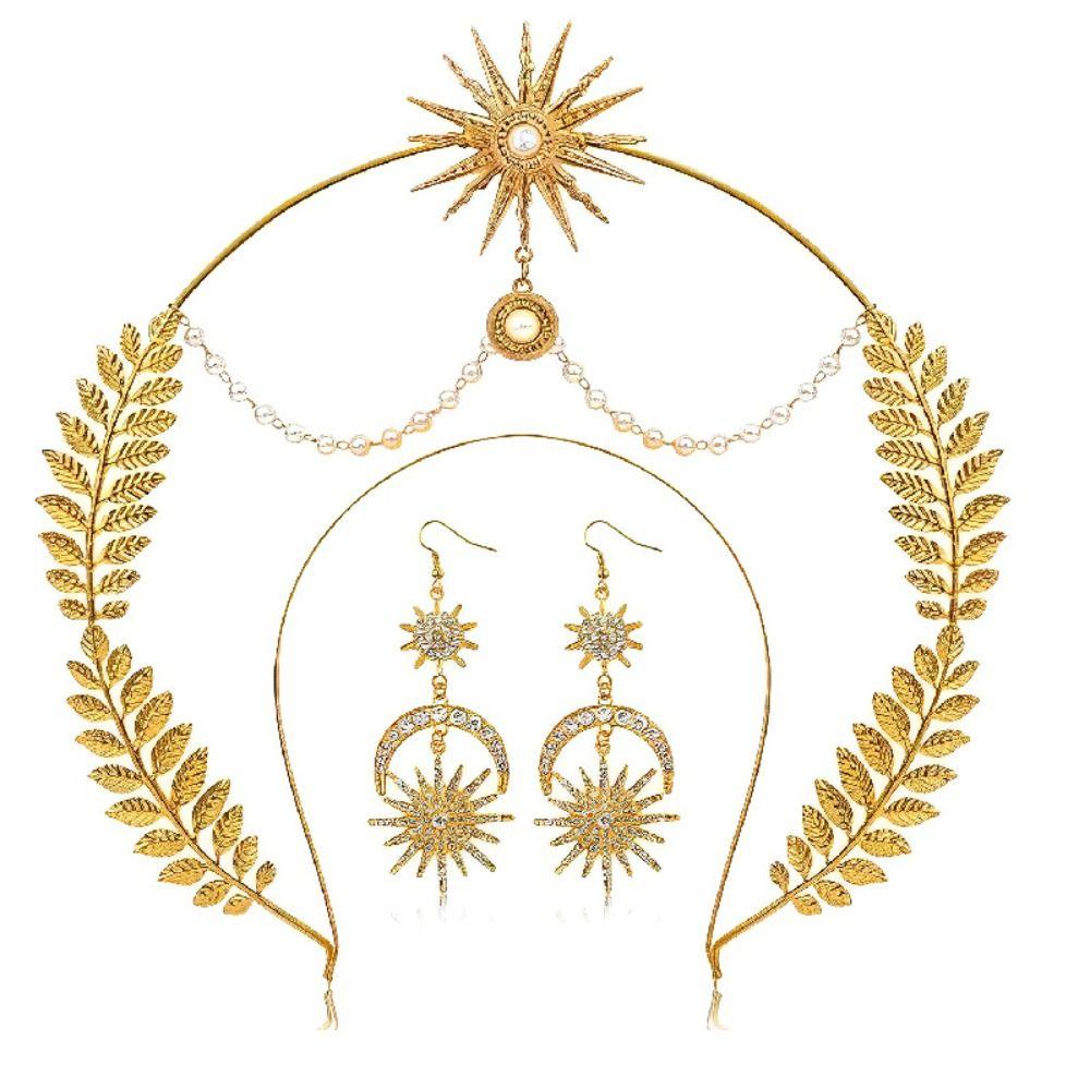 Alloy Hair Hoop Bohemian Star Headband Elegant Halo Crown Earring Set  Wedding