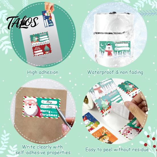 Holiday Greeting Card Embellishments Christmas Sticker Labels for Gift Wrapping, Self-Adhesive Tags with Blank Self Adhesive Stickers Writing