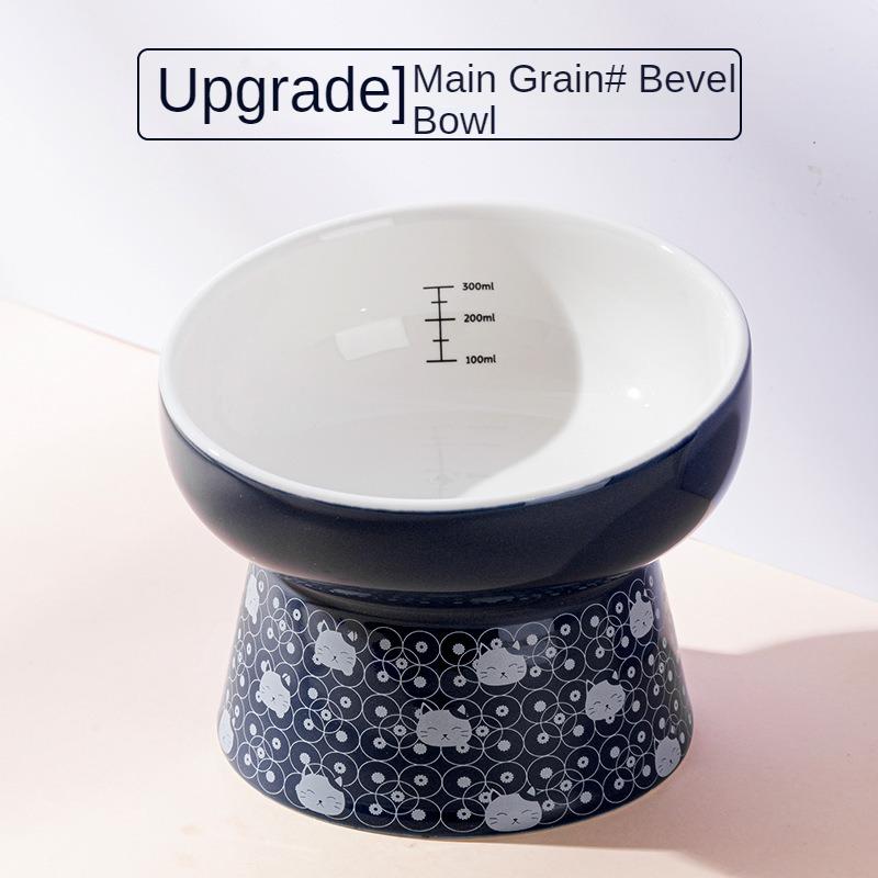 Japanese Style Cat Bowl Ceramic Double Bowl Anti Knock Food Bowl Dog Bowl Cat Drinking Bowl Automatic Drinking Pet Supplies