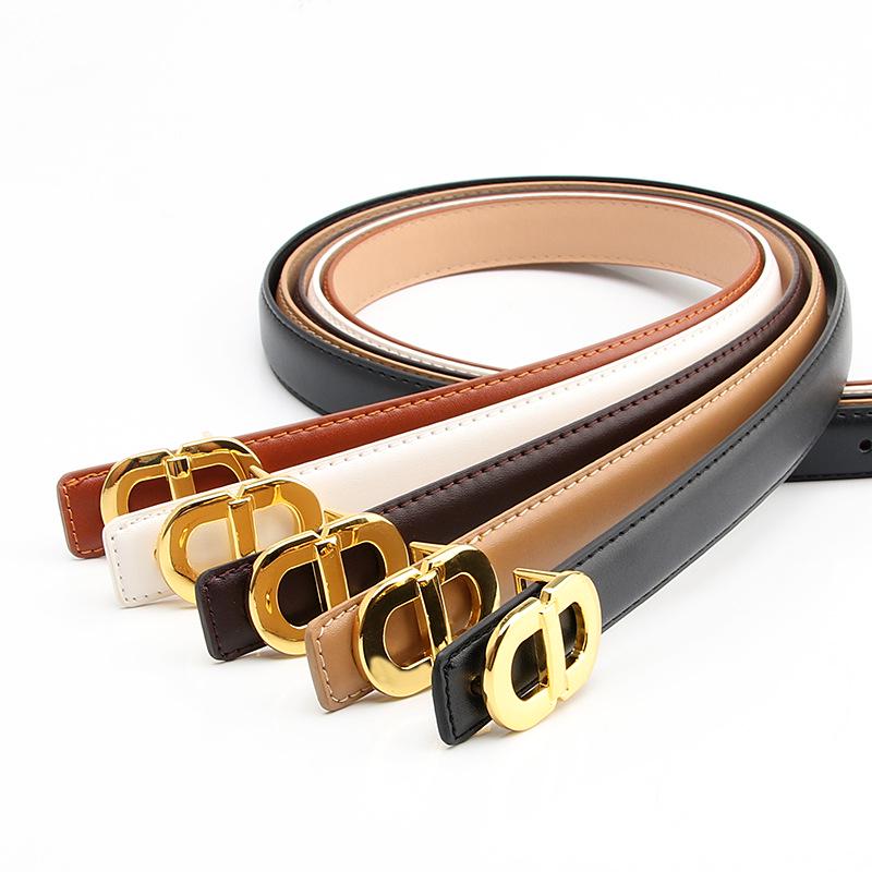 Women's Versatile Fashion Leather Belt with Alloy Buckle for Dresses, Suits, and Pants