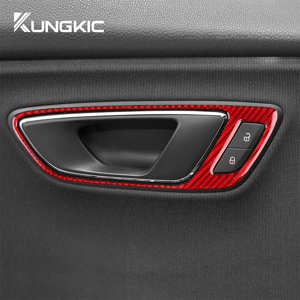 Real Soft Carbon Fiber Sticker For Seat Leon MK3 2013 2014 2015 LHD RHD Car Door Handle Panel Trim