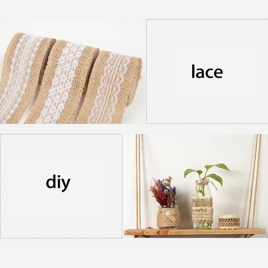 Handmade Retro Clear Texture Burlap Lace Roll Natural White Lace Jute Canvas Roll Home Supplies