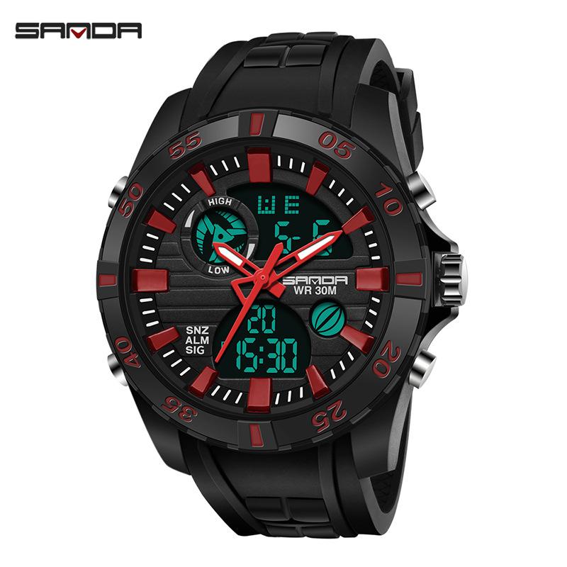 

SANDA Новые часы, оригинальные модные спортивные многофункциональные электронные часы для пары, популярные мужские светящиеся часы