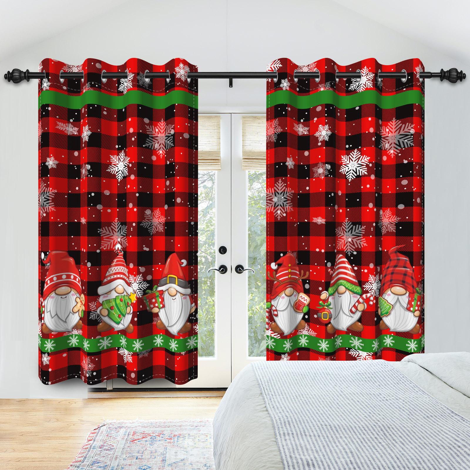 

Christmas Pattern Curtains Bedroom Living Room Darkening Thermal Insulated Noise Reducing Blackout Curtain/Drapes 2 Panels Set 50x120cm 2pcs