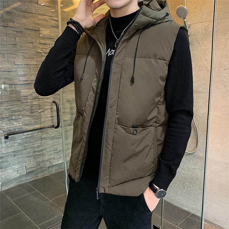 Herbst- und Winter Herrenweste mit Kapuze Übergröße Weste Sportjacke Verdickte Thermoweste