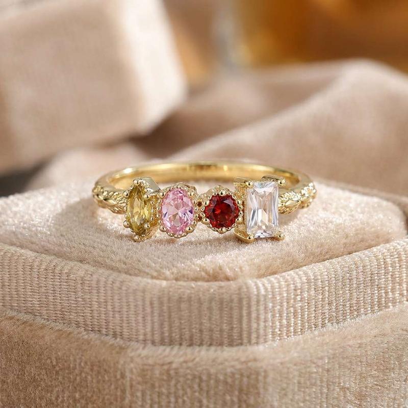 925 Sterling Silver Cubic Zirconia Women Rings for Wedding Party Luxury Gold Color Bright Female Rings Party Trendy Jewelry