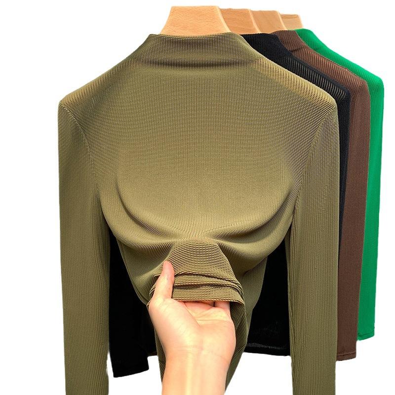 Semi-turtleneck Bottoming Shirt Women's New Women's Clothing Sexy Shirt Temperament with Waist Top