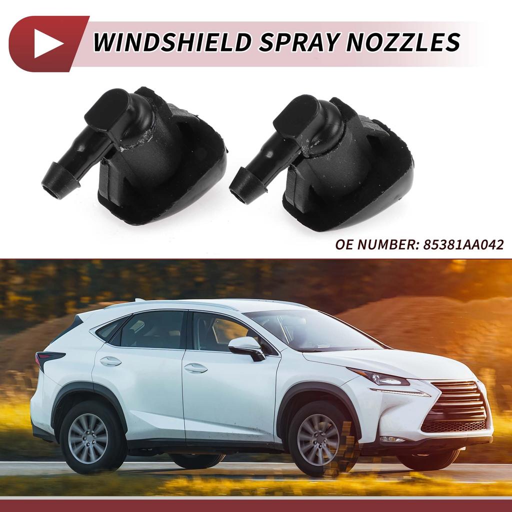 HEROFFIX Toyota Camry 2002-2006 Front Window Nozzles Window Wiper Nozzle Wiper Washer Jet No.85381AA042 Black Plastic