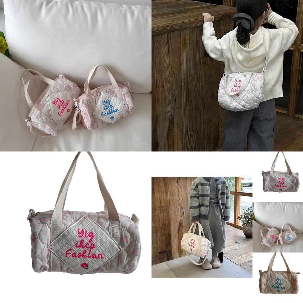 Trendy Floral Print Children's Crossbody Bag Stylish Cylinder Shoulder Bag For Kids