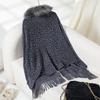 Women's Autumn and Winter Large Size Leopard Print Fur Collar Knitted Cardigan Loose Bat Sleeve Cape Sweater Top Women 6 Colors
