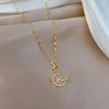 Planet Saturn Titanium Steel Chain Necklace Women's Light Luxury Transparent Crystal Sweet Cool Clavicle Neck Chain Jewelry