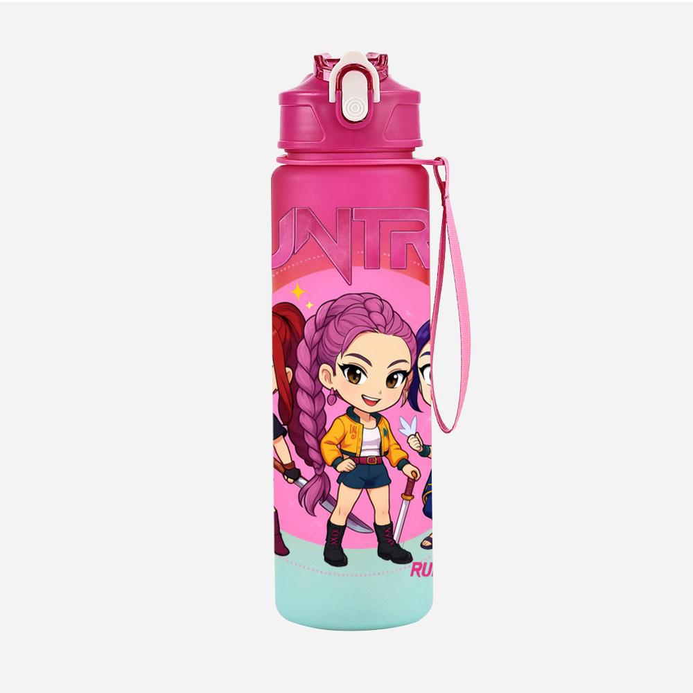 Cartoon K-Pop Dämonenjäger Bedruckte 750 ml Wasserflasche Große Kapazität Trinkbecher Tragbarer Outdoor-Sport Wasserbecher Kindergeschenk