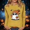 Women's Long Sleeve Halloween Print Round Neck Casual Top for Fall Parties