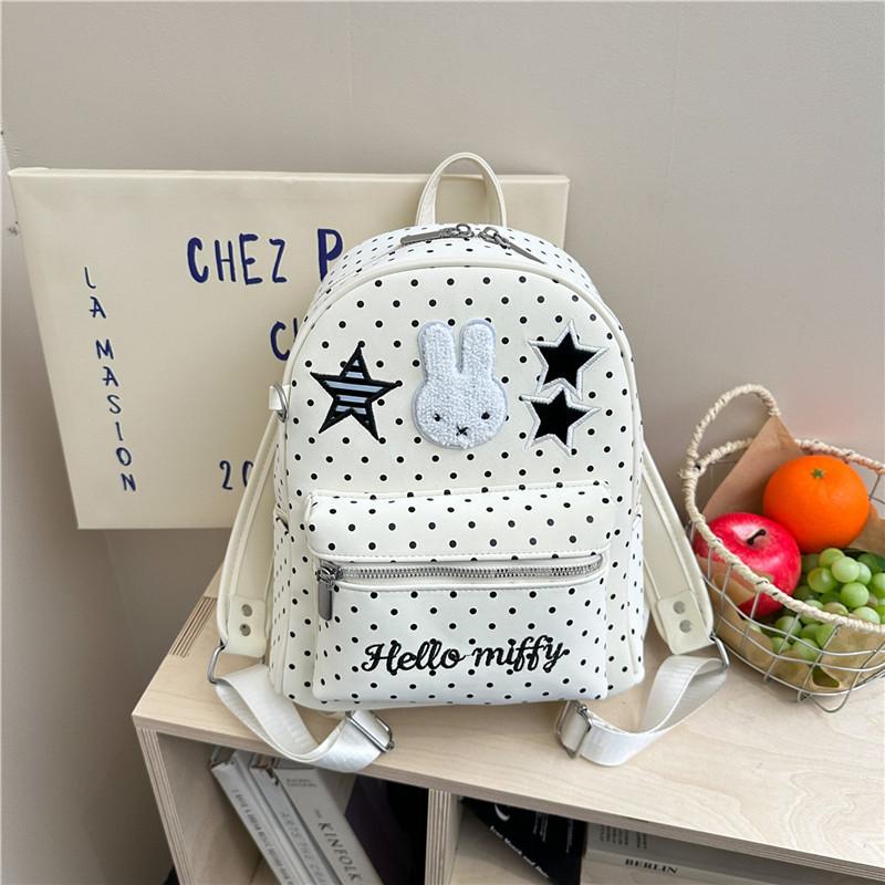 Schoolbag Japanese cartoon cute Miffy rabbit bag polka dot contrasting backpack student large capacity out girl heart backpack