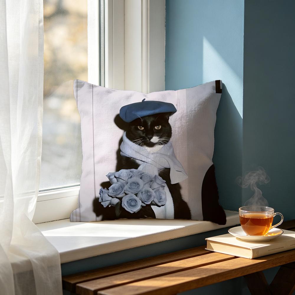 Cute bblack cating Cushion Cover Cushion Cover Set Pcs x x x Pillowcase Decorative Sofa Home Decor
