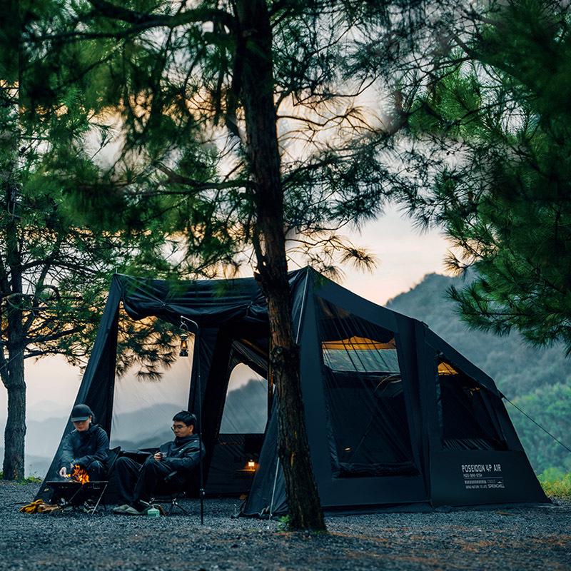 Spring Mountain 4P Inflatable Tent - One Bedroom, One Living Room, Rainproof, Skylight, Outdoor Camping Shelter.