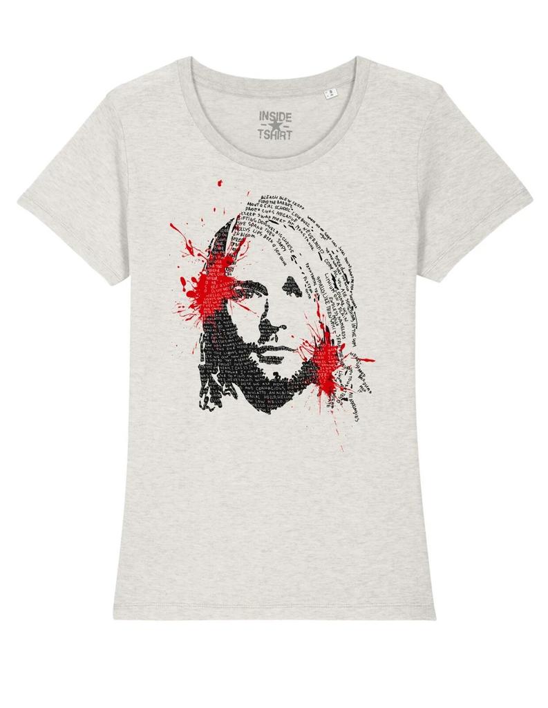Kurt Cobain Damen Gesicht Grunge T-Shirt Songtexte Rockmusik Nirvana T-Shirt Mädchen