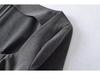 Women's Gray Seven-Sleeve Waist-Cinched Elegant Square Neck Slim Fit Retro Dress for Spring/Summer