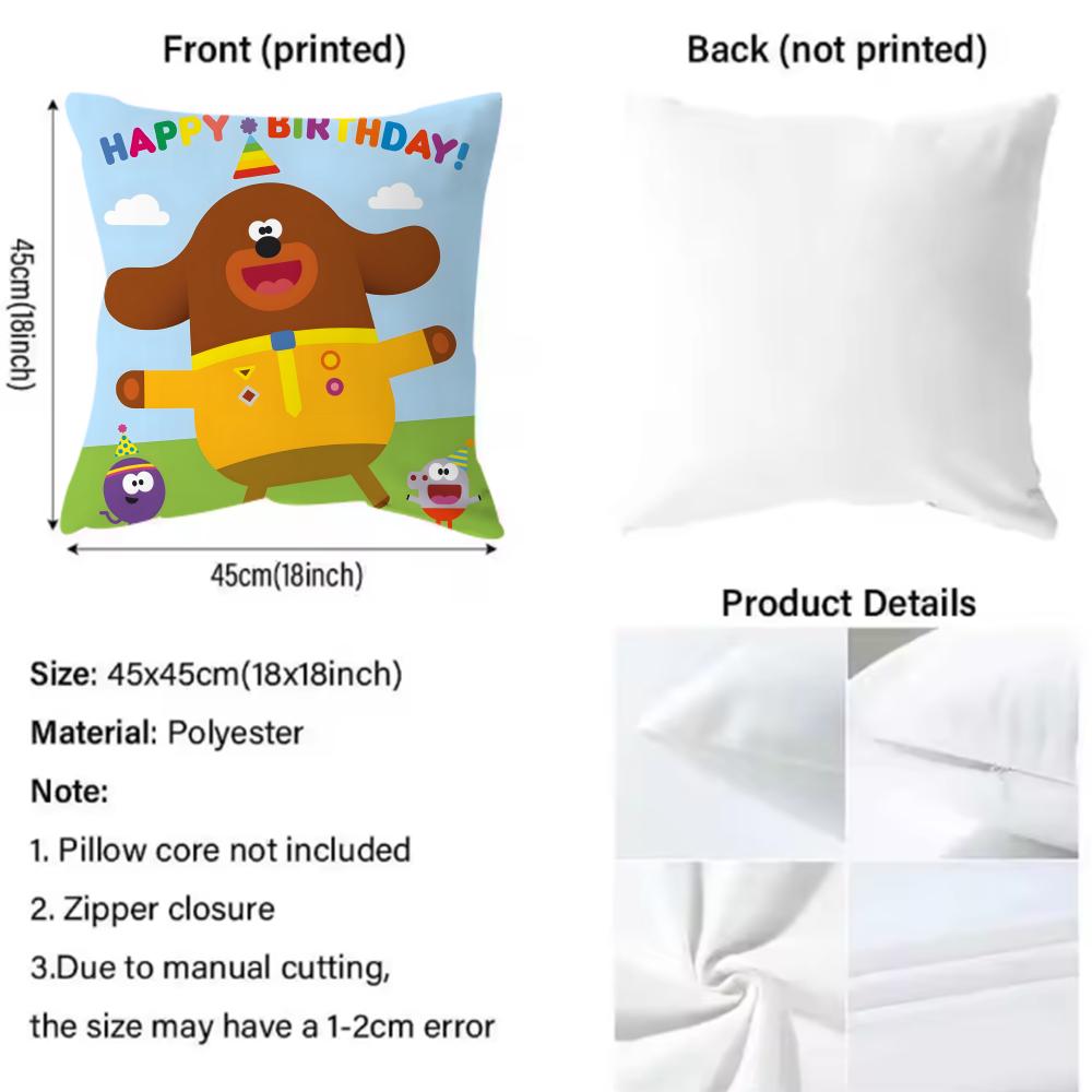 Federa Cuscino Carina Cartone Animato H-Hey Duggee Comfort Premium Reversibile - Design Due in Uno per Qualsiasi Stanza e Interno Auto