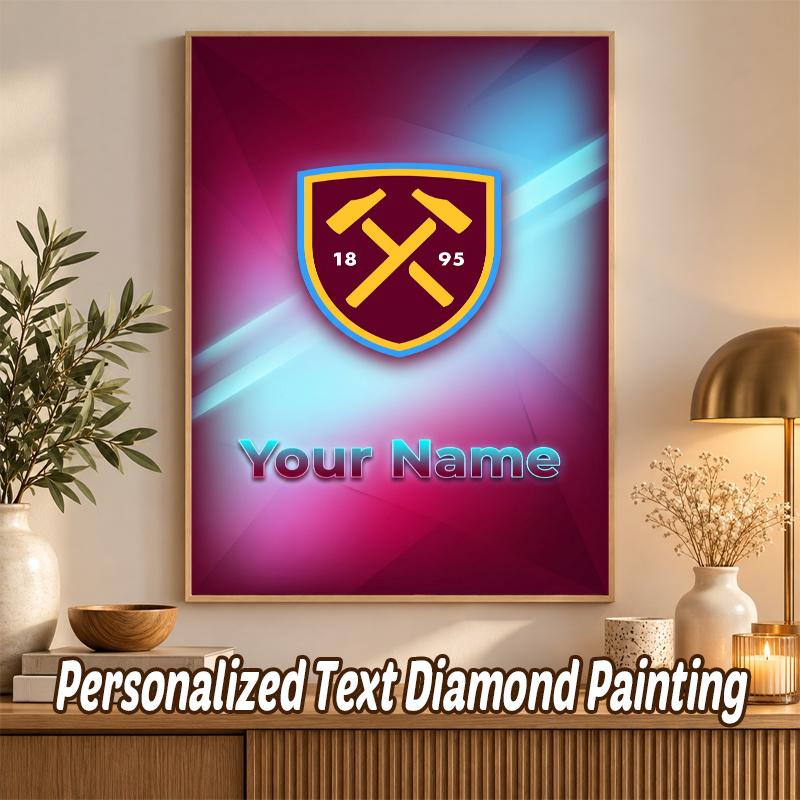 West Ham United FC Custom Name Text 5D Diamond Painting Kit DIY Full Drill Diamond Art Decoration