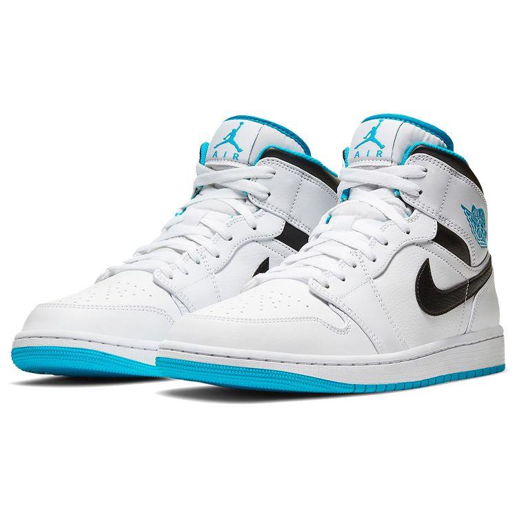 Air Jordan 1 Mid Laser Blue Men Sneakers White Black 554724-141