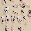 Halloween Short Press on Nails Almond Fake Nails with Ghost Starburst Blood Design Glue on Nails Glossy Acrylic Artificial Nails Full Cover Stick on