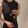 Natural Hazelnut Leaf Long Necklace - Classic, Versatile, Simple Design for Couples