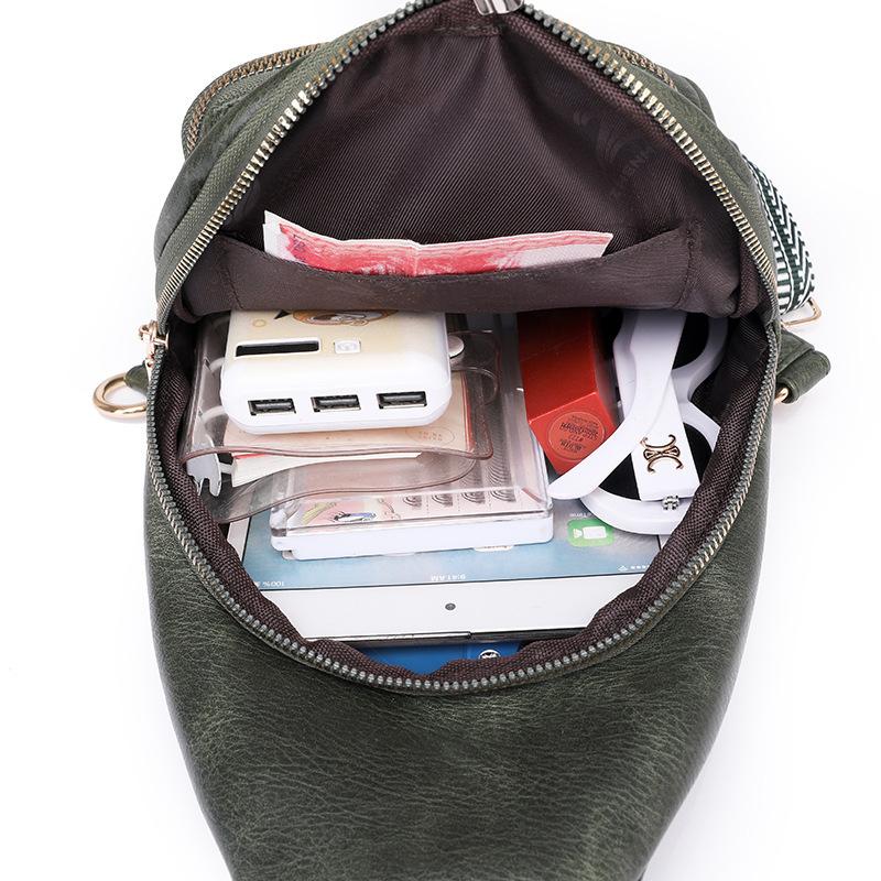 New Fashion Pu Women's Breast Bag Large Capacity Lightweight Chest Bag Versatile Casual Shoulder Messenger Bag Bag